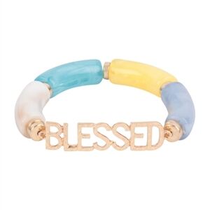 BLESSED TUBULAR BEADS RESIN STRETCH BRACELET-LIGHT MULTICOLOR